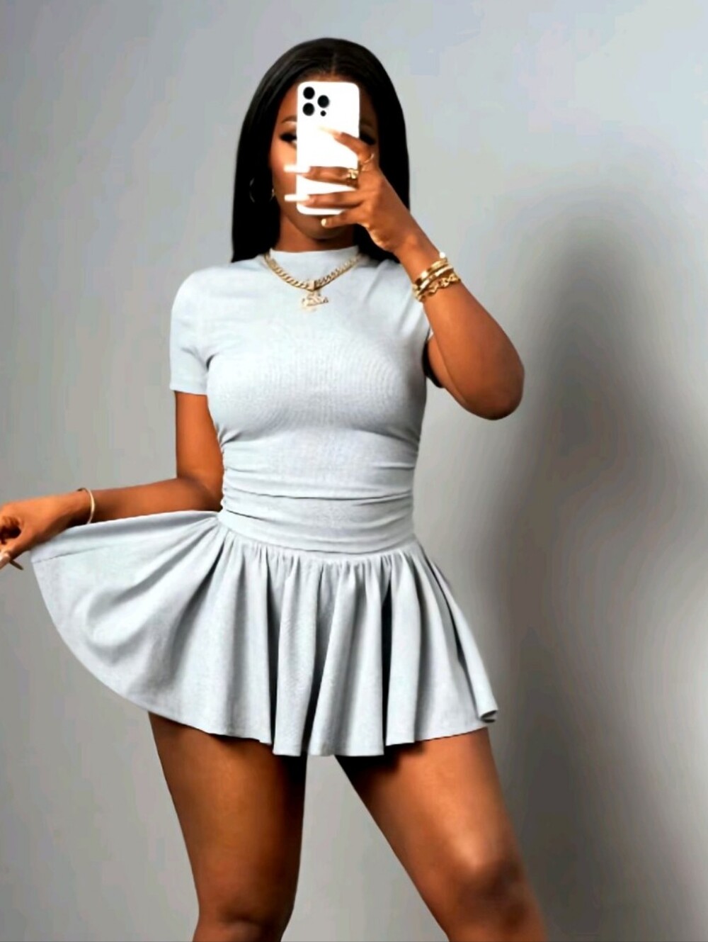 gray skirt set xxl